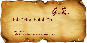 Görbe Rabán névjegykártya